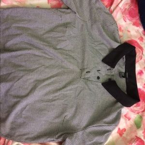 Forever 21 black & white striped button top